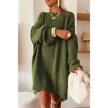 Oversize Drop Shoulder Slouchy Sweater Dress