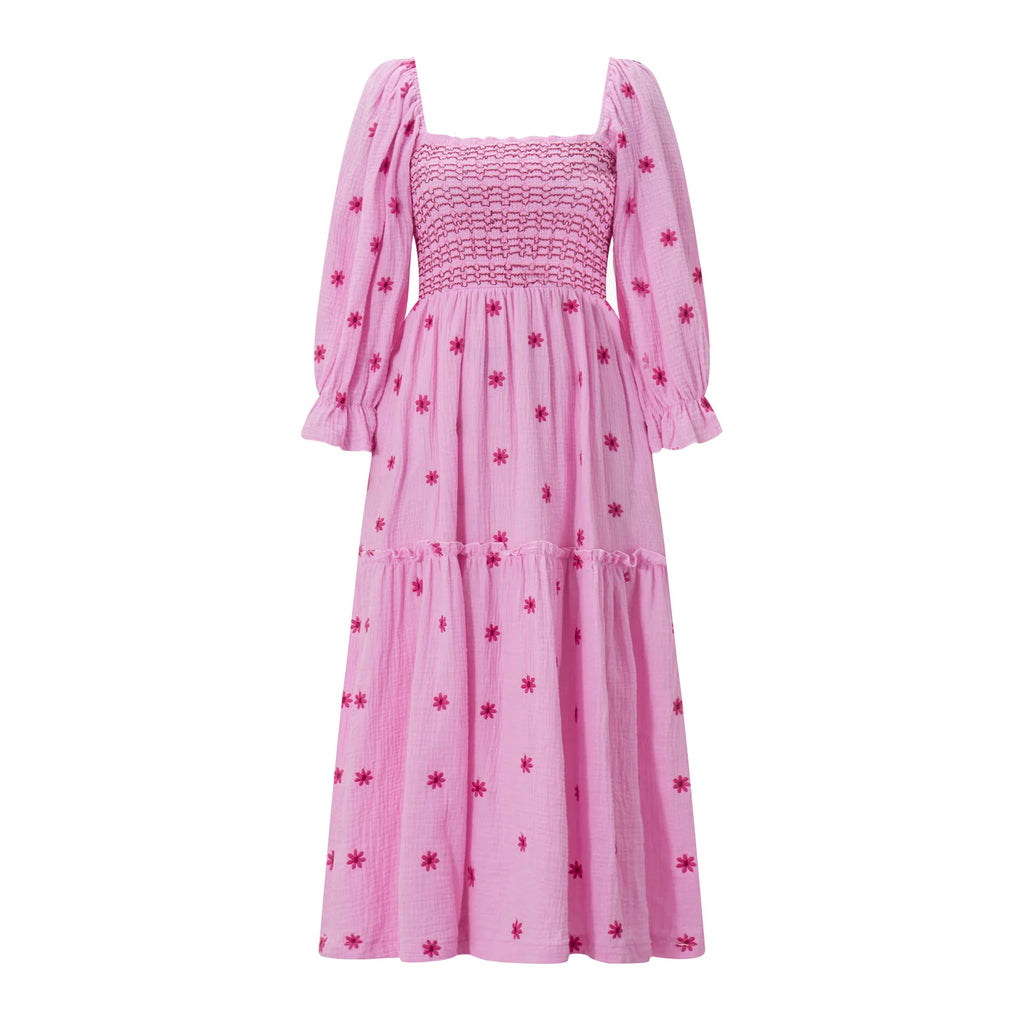 Embroidered Flowers Flowy A-Line Dresses