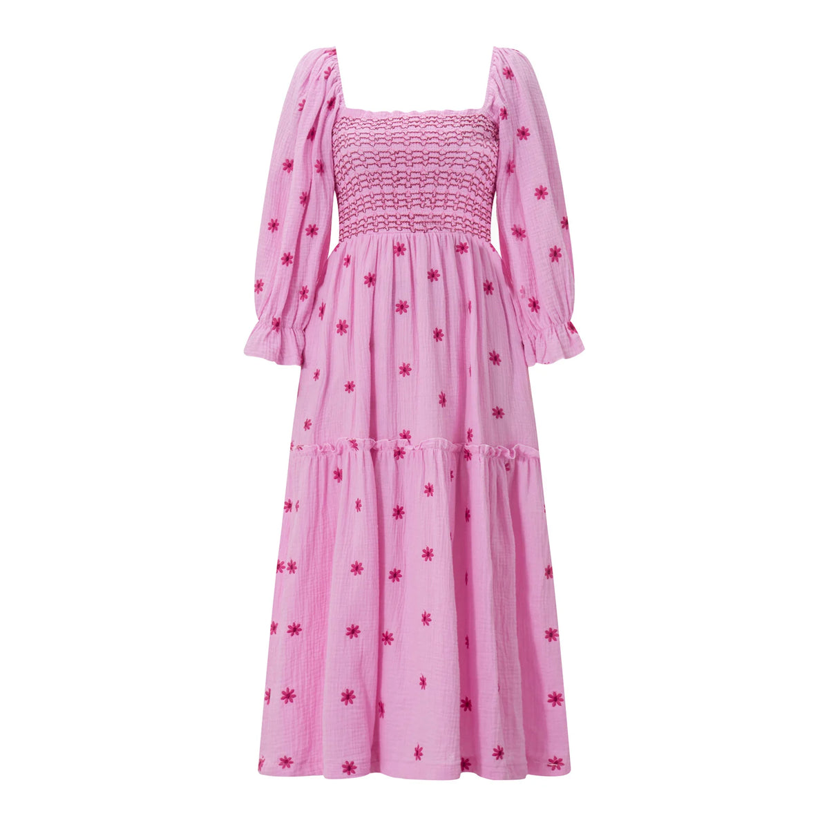 Embroidered Flowers Flowy A-Line Dresses