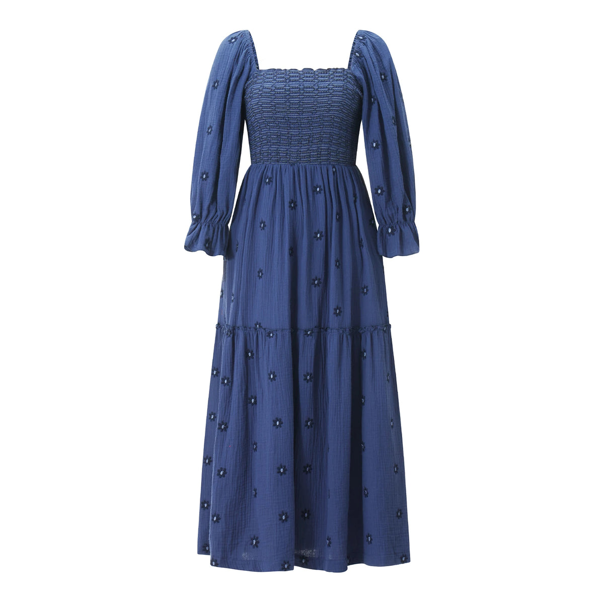 Embroidered Flowers Flowy A-Line Dresses