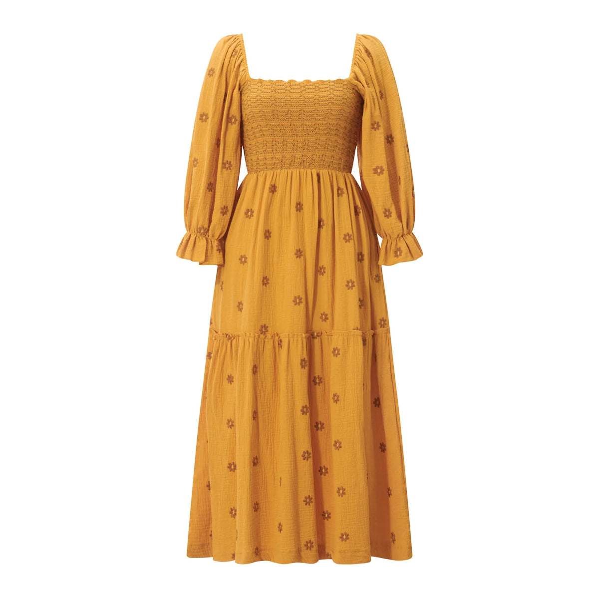 Embroidered Flowers Flowy A-Line Dresses