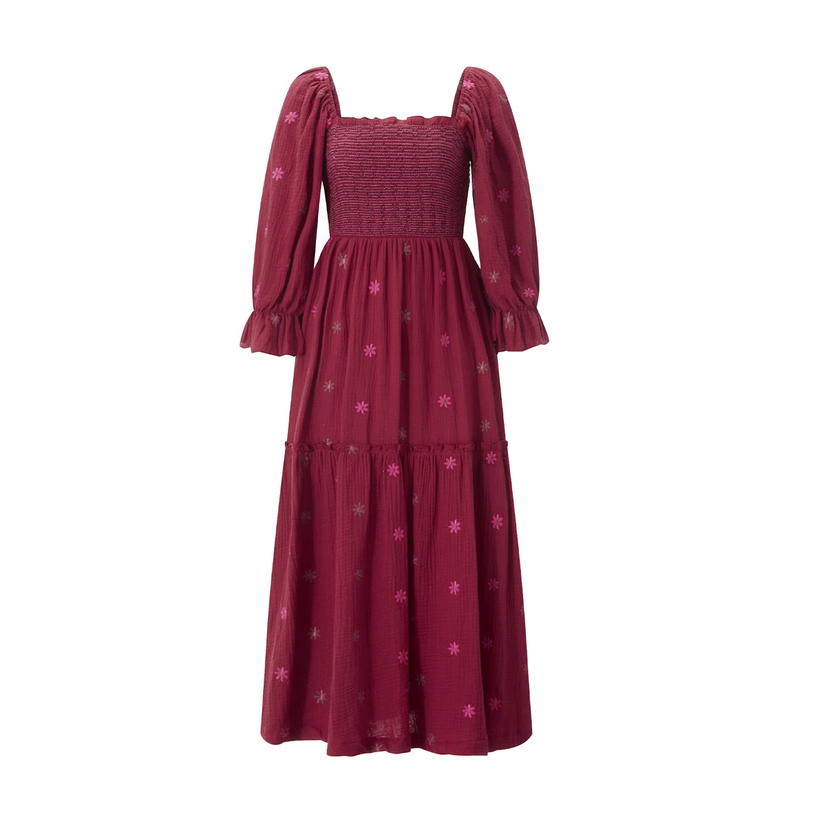 Embroidered Flowers Flowy A-Line Dresses