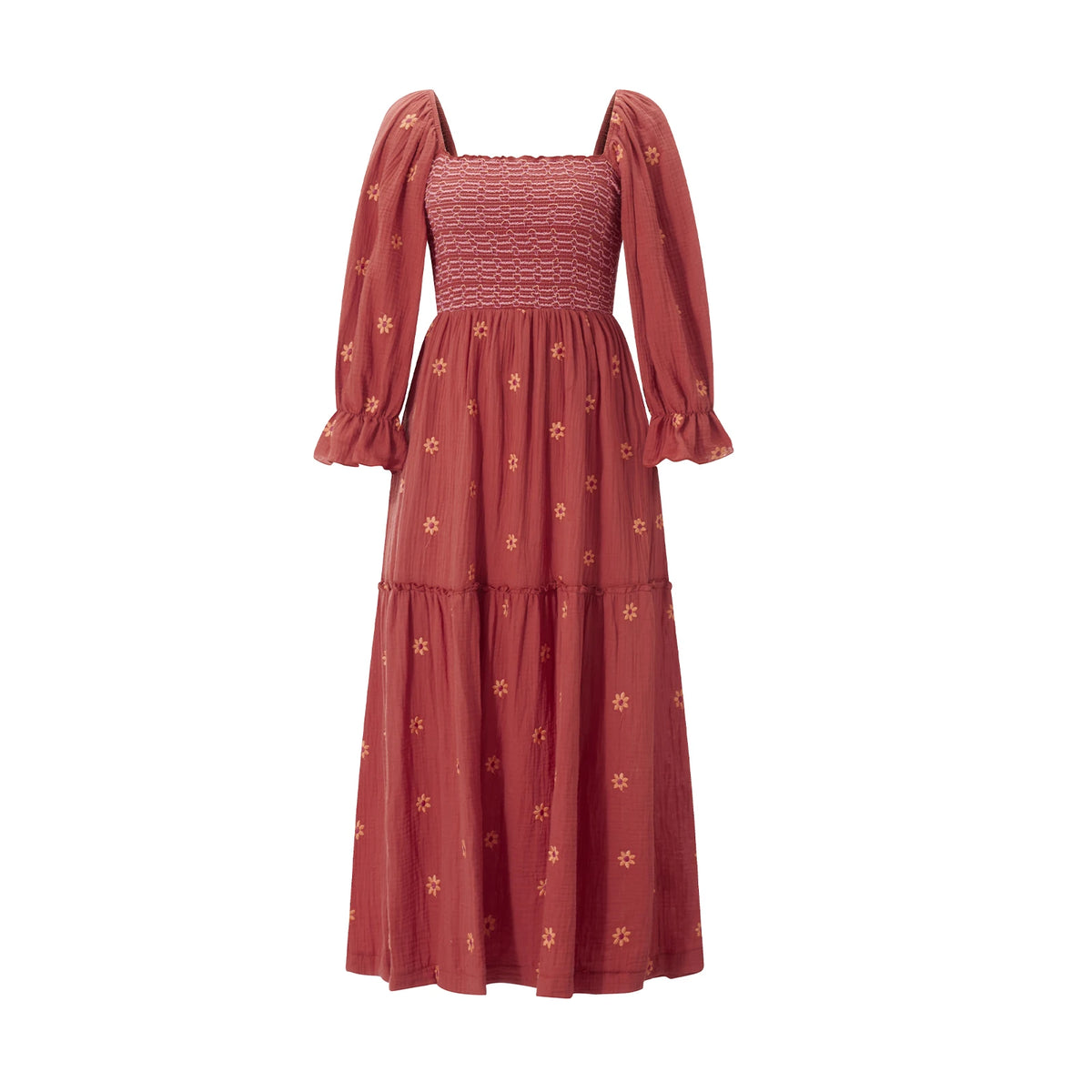 Embroidered Flowers Flowy A-Line Dresses