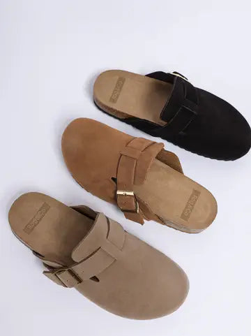 Ratiha Buckle Accent Slip-On Footbed Mules