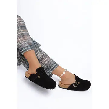Ratiha Buckle Accent Slip-On Footbed Mules