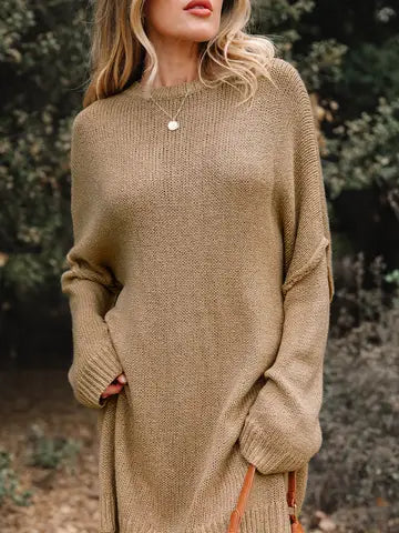 Oversize Drop Shoulder Slouchy Sweater Dress