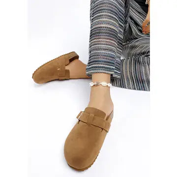 Ratiha Buckle Accent Slip-On Footbed Mules